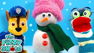 Fizzy amp The Paw Patrol Build A DIY Snowman  Fun Videos For Kids [upl. by Stanfill]