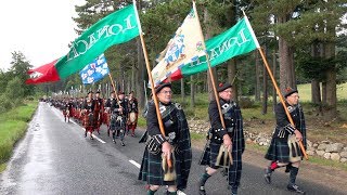 2018 Lonach Highlanders Gathering return march through Strathdon to Bellabeg Scotland 4K [upl. by Olaznog]