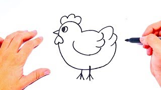 How to draw a Hen Step by Step  Farm Animals Drawings [upl. by Mur]