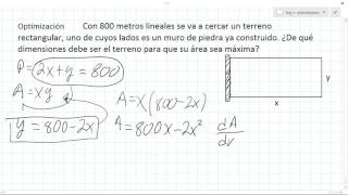 Optimizacion Hallar dimensiones terreno rectangular [upl. by Ravaj]