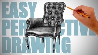 How to draw a chair  Easy Perspective Drawing 7 [upl. by Neyr]