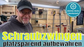 Schraubzwingen platzsparend aufbewahren⎜SchraubzwingenRegal⎜kleine holzwerkstatt [upl. by Tyra]