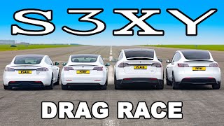 Every Tesla DRAG RACE [upl. by Enirahtak]