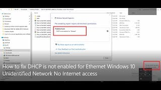 How to fix quotDHCP is not enabled for Ethernetquot Windows 10 Unidentified Network No Internet access [upl. by Maia]