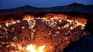 Flaming Gas Crater Night  Turkmenistan Darvaza [upl. by Marielle642]