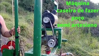 perfuração de poço semi artesiano com máquina rotativa caseira [upl. by Irrok]