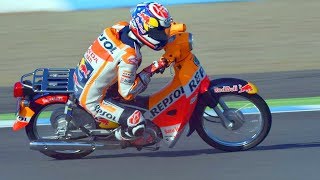 Haha FUNNIEST RACE of Marc Marquez vs Dani Pedrosa of MotoGP allowed to use to small bikes [upl. by North]