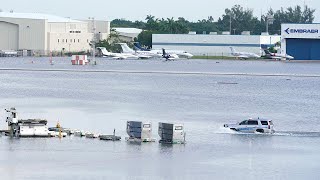 Torrential storms batter South Florida close key airport [upl. by Aleyam]