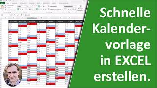 Schnelle Kalendervorlage in Excel erstellen [upl. by Idnahs79]