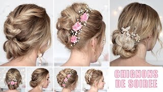 CHIGNONS de MARIAGESOIREE à faire soi même ❤ Tuto coiffure cheveux mi longs [upl. by Aineles710]