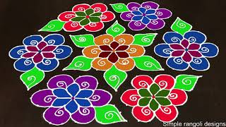 Happy New Year 21 to 11 Beautiful Rangoli  Kolam Design Colourful muggulu peddavi  Rangoli5 [upl. by Wassyngton115]