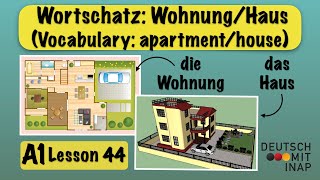 A1 German lesson 44  Learn German Vocabulary  Wohnung amp Haus  Apartment amp house [upl. by Anolahs]