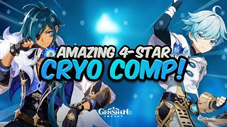 AMAZING 4 STAR TEAM WITH NEW CRYO SET Kaeya amp Chongyun Crazy DPS  GuideShowcase  Genshin Impact [upl. by Egief]