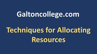 Techniques for allocating resources [upl. by Waldon]