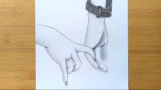 Romantic Couple Holding Hands pencil sketch  How to draw Holding Hands [upl. by Atina624]