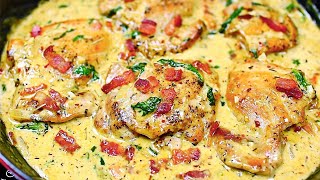 Creamy Garlic Parmesan Chicken Thighs  Easy Chicken Recipe [upl. by Rugg53]