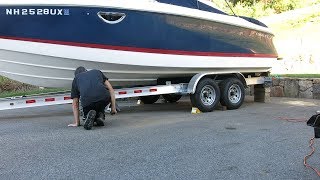 Repositioning a 25 Boat on its trailer while in the driveway [upl. by Osy]