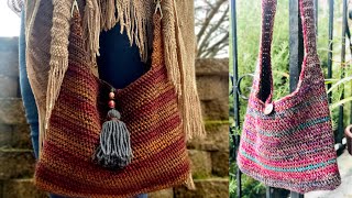 Crossbody Boho Bag  Crochet Tutorial RIGHT HANDED [upl. by Noxas]