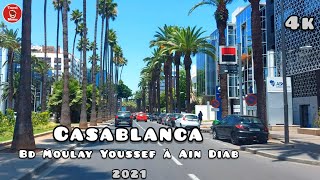 Casablanca Tour Bd Moulay Youssef à Ain Diab 4k من شارع مولاي يوسف إلى عين الذئاب [upl. by Liebman]