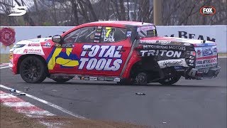 V8 Supercars Bathurst 2019 SuperUtes carnage during Race 2 CRASHES EVERYWHERE [upl. by Pliner]