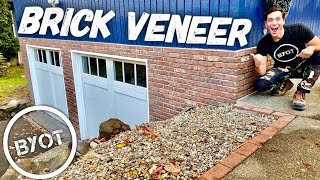 How To Install Brick Veneer Outside  DIY THIN BRICK [upl. by Retsehc]