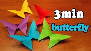 How To Make an Easy Origami Butterfly in 3 MINUTES [upl. by Angelina]