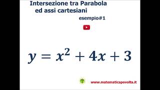 intersezione Parabola con assi cartesiani  Esempio1 [upl. by Sorkin]