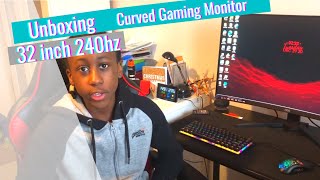 Unboxing 32inch 240hz AOC Curved Gaming Monitor [upl. by Sochor]