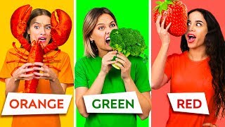 EATING ONLY ONE COLOR OF FOOD FOR 24 HOURS  Last To STOP Eating Wins Pranks by 123 GO CHALLENGE [upl. by Rolfe]