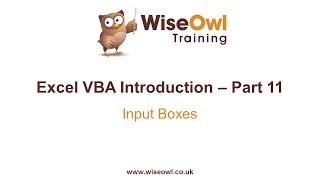 Excel VBA Introduction Part 111  Input Boxes [upl. by Auohs388]