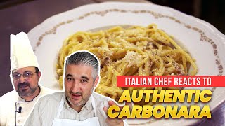 Italian Chef Reacts to Most AUTHENTIC CARBONARA Recipe [upl. by Nnylireg]