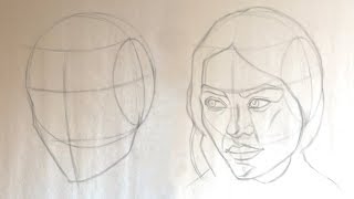 How to draw head using Andrew Loomis method  Extreme angle 1 [upl. by Lemcke728]