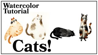 Watercolor Tutorial  How to Paint CATS for Beginners [upl. by Anonyw]