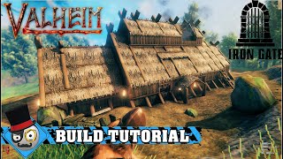 Valheim  How to Build a Viking Longhouse starter base tutorial [upl. by Ellekim]