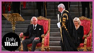 Lindsay Hoyle makes King Charles III laugh during ceremony [upl. by Torhert]