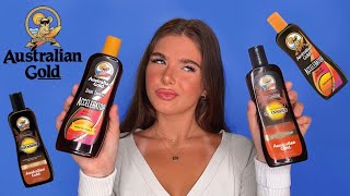 AUSTRALIAN GOLD TANNING LOTION REVIEW 😱  REVIEWING THE BEST TANNING LOTIONS TO GET TANNED FAST [upl. by Dnomsed]