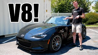 Review V8 Mazda MX5 Miata  The Modern Shelby Cobra [upl. by Ahsirpac121]