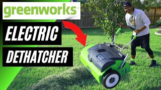 How To Use The Greenworks Electric Dethatcher  Worth Every Penny [upl. by Nhguavoj]