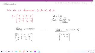 Sect 28 LU factorization supplementary example 1 [upl. by Lammond]