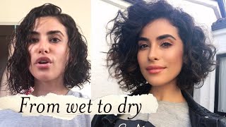 How to Style Short Curly Hair  WET TO DRY Tutorial [upl. by Eziechiele]