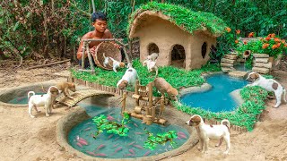 Rescue Abandoned Puppies Building Mud House Dog And Fish Pond For Red Fish [upl. by Booker]