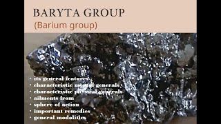 BARYTA GROUP Barium  Group study in homoeopathy [upl. by Bergh]