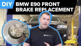 BMW E90 Front Brake Replacement DIY 328i Pads Rotors amp Sensors [upl. by Eelrahs364]