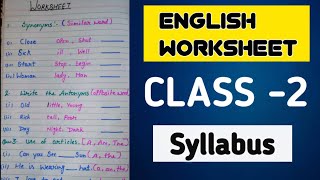 Class 2 English syllabus  English grammar worksheet class2 parts of speech worksheetNanhe kids [upl. by Christean]