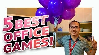 5 FUN PARTY GAMES AT WORK • Part 2 🎲  Minute To Win It Style [upl. by Ardnod841]