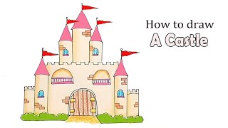 How to draw a Castle  step by step I Easy Castle Drawing Tutorial [upl. by Enautna631]