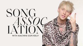 Machine Gun Kelly Raps quotel Diabloquot 50 Cent and Busta Rhymes in a Game of Song Association  ELLE [upl. by Nosral144]