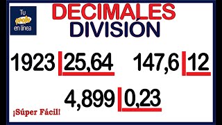 🛑DIVISIÓN DE NÚMEROS DECIMALES  🚀¡ Súper Fácil 🚀 [upl. by Nylsoj350]