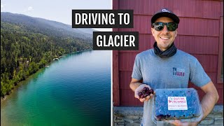 Driving to Glacier National Park  Flathead Lake cherries 🍒 rental car amp campfire pizza 🍕 [upl. by Nnael]