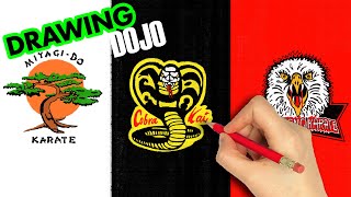 how to draw Cobra Kai Miyagido Eagle Fang Karate Logo  Art Therapy [upl. by Ruenhs]